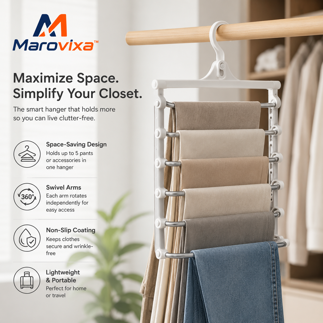 Marovixa™ FlexiTier Multi-Layer Rotating Pants & Accessories Hanger