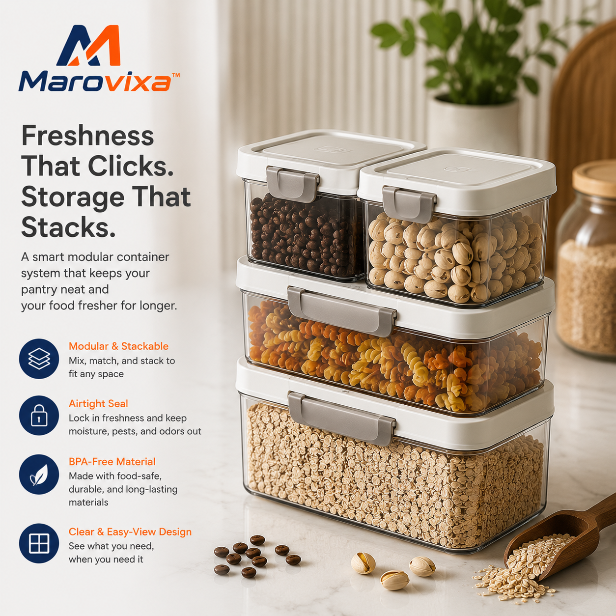 Marovixa™ FreshLock Modular Pantry Stack System